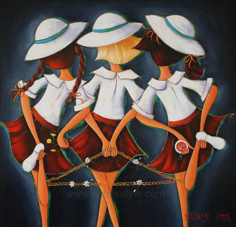 Band of Sisters, a Singapore schooldays commission painting by Natalie Dyer