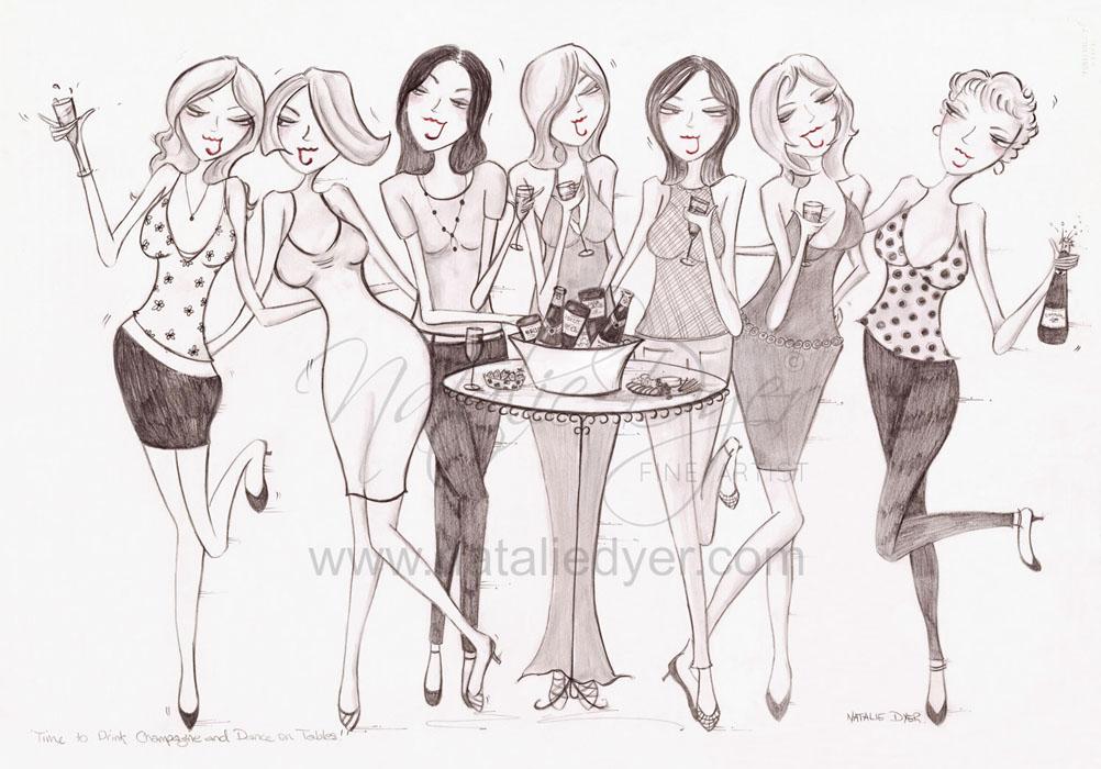Time to Drink Champagne and Dance on the Tables, commission painting by Natalie Dyer