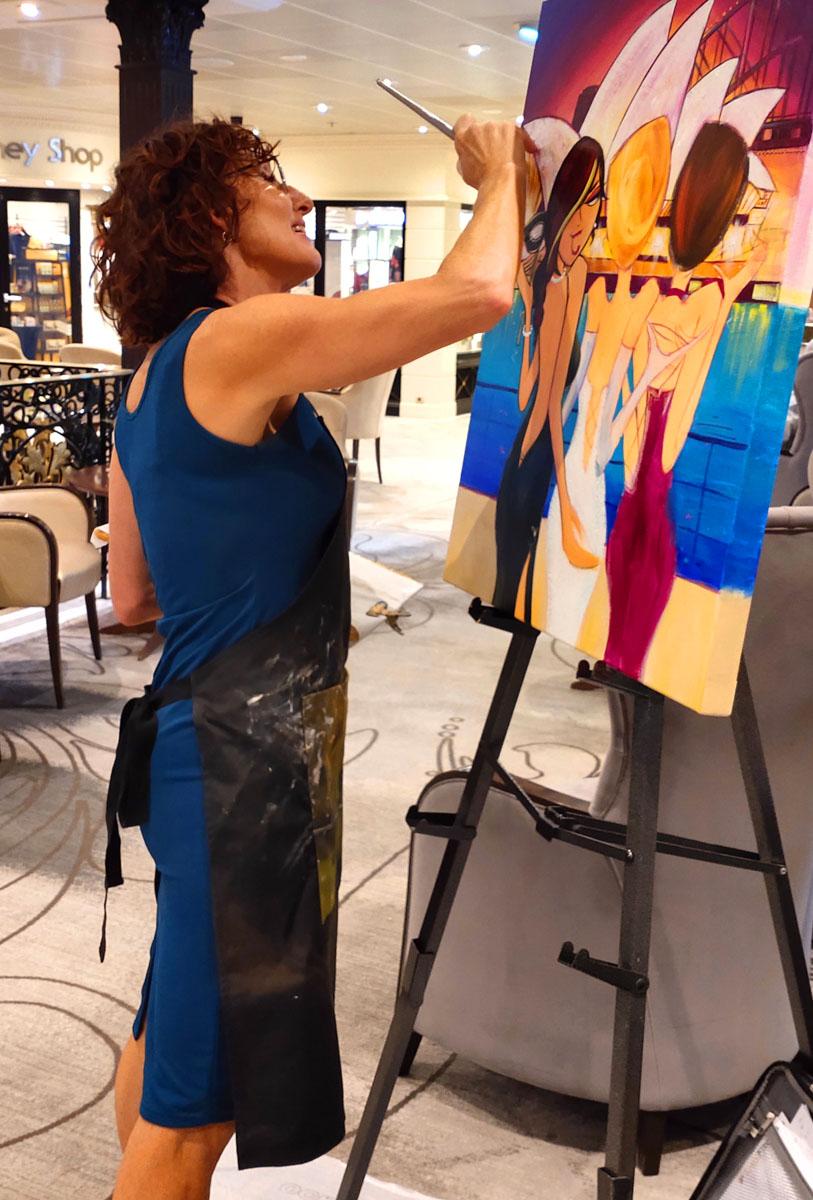 Natalie Dyer live painting on Azamara Journey