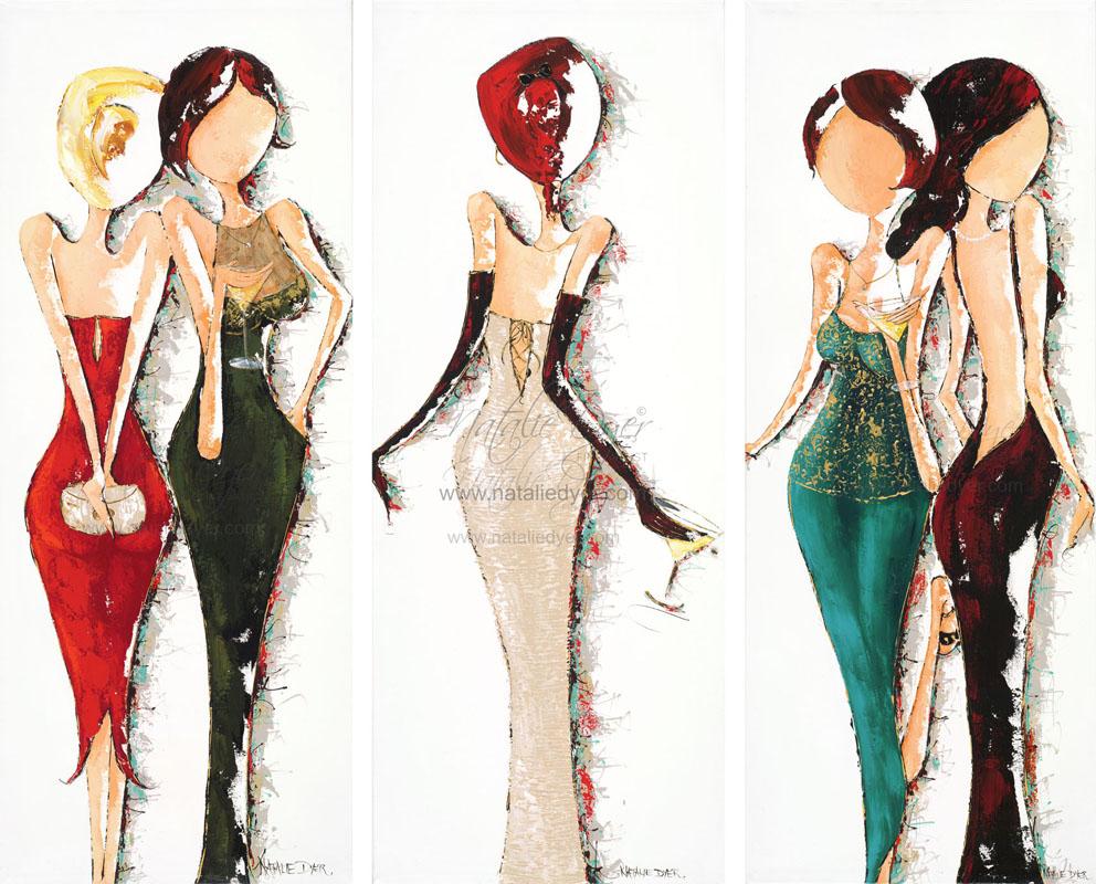 Ladies of Leisure, a limited edition fine art triptych print by Natalie Dyer, French Connection series, Sunshine Coast Australia