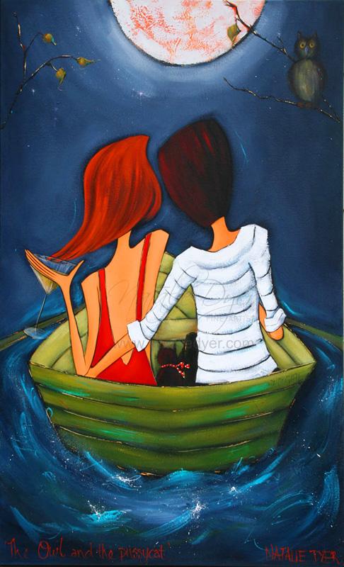 The Owl and the Pussycat, a limited edition fine art print by Natalie Dyer, Whimsical series, Sunshine Coast Australia