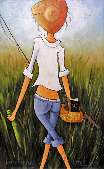 Gone Fishing, an open edition fine art print by Natalie Dyer, Women with Attitude series, Sunshine Coast Australia