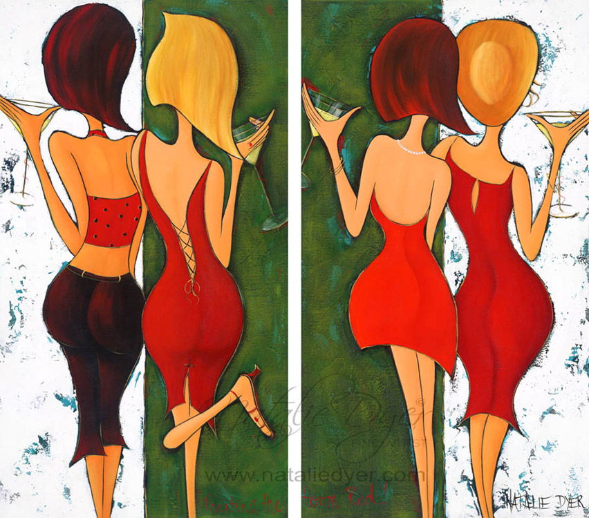 Painting the Town Red, a limited edition fine art diptych print by Natalie Dyer, Women with Attitude series, Sunshine Coast Australia