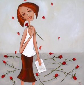 Young Girl Being Given Red Roses